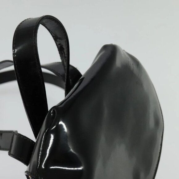 Salvatore Ferragamo Backpack Patent Canvas Black Gold Auth BA3113 main image 9
